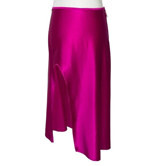 Nue Studio Laetitia Skirt in Fuchsia Pink Small New Womens Satin Midi - Picture 8 of 13